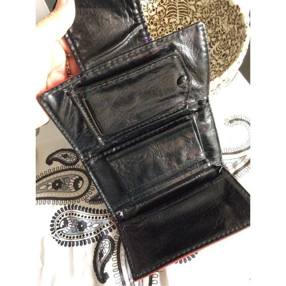 Mid Century Vintage Faux Leather Wallet Red Black Checkbook Wallet ❤️ - Picture 7 of 14